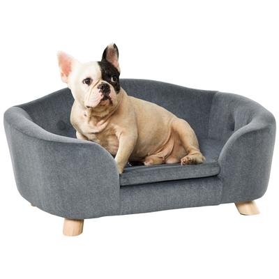 PawHut Dog Cat Couch, Pet Dog Sofa Bed for Miniature Dogs with Washable and Removable Cushion, Waterproof Cover, Gray