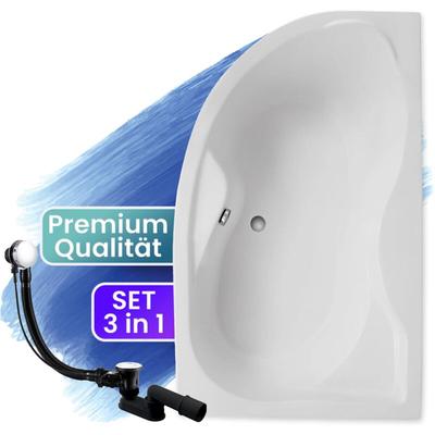 Badewanne Eckbadewanne 170x110 Rechts, Ablaufgarnitur & Füßen GRATIS - Komplettset 3in1 Original