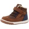 Winterboots TOM TAILOR, Kinder, Gr. 30, braun (cognac, blau), Lederimitat, Textil, unifarben, kontrastfarbene Details, casual, Schuhe, Klettschuh, High-Top-Sneaker, Outdoorschuh mit Kontrastnähten