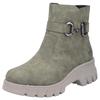 Winterstiefelette RIEKER, Damen, Gr. 38, grün (khaki), Lederimitat, modisch, Schuhe, Winterboots, Plateausohle, mit Zierschnalle und Innenreißverschluss