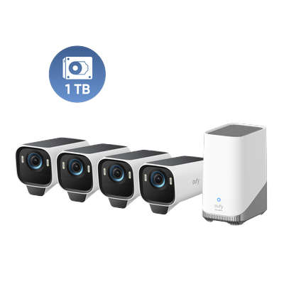eufyCam S3 Pro 4‑Cam Kit und 1 TB Festplatte