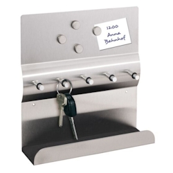 Haushalt International Schlüsselleiste Schlüsselbrett Memoboard aus Edelstahl mit 4 Magneten 98069