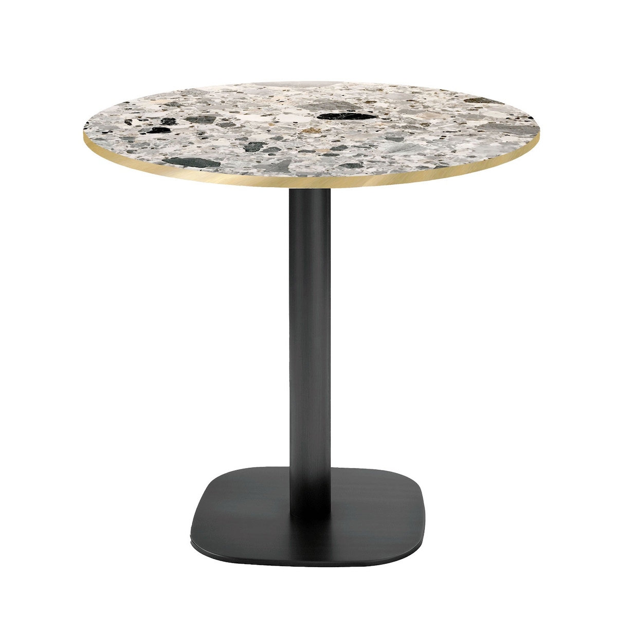 Restootab Tisch Round Ø70cm - Modell Terrazzo Cepp mit messingfarbenen Kanten Image