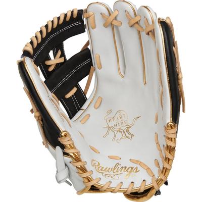 Rawlings Heart of the Hide Series 12" Fastpitch Softball Glove - Right Hand Throw - White White/Black