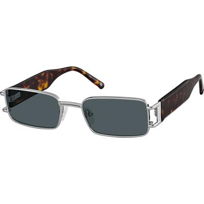 Zenni Men's Rectangle Rx Sunglasses Silver Mixed Full Rim Frame