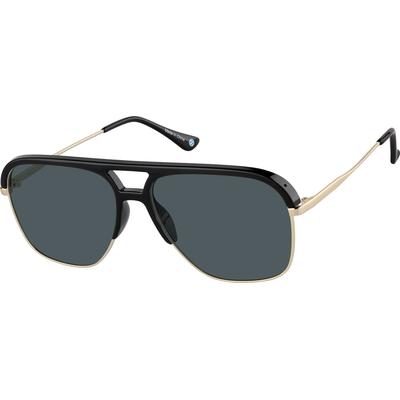 Zenni Aviator Rx Sunglasses Black Mixed Full Rim Frame
