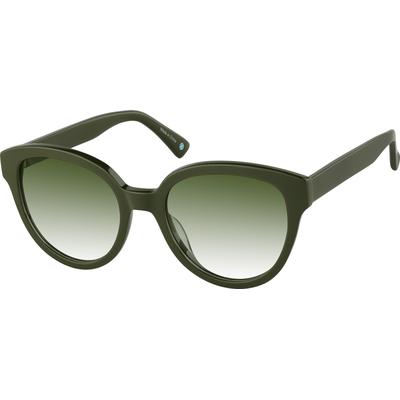 Zenni Women's Vintage Cat-Eye Rx Sunglasses Green Plastic Full Rim Frame