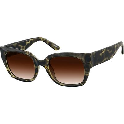 Zenni Women's Square Rx Sunglasses Tortoiseshell Plastic Full Rim Frame