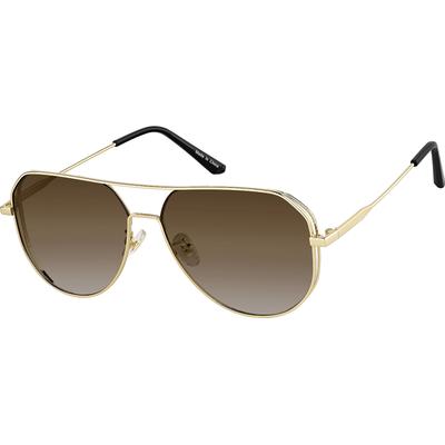 Zenni Men's Aviator Sunglasses Gold Stainless Steel Full Rim Frame