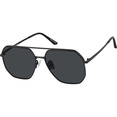 Zenni Men's Aviator Sunglasses Black Stainless Steel Full Rim Frame