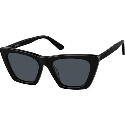 Zenni Cat-Eye Sunglasses Black Tortoiseshell Plastic Full Rim Frame