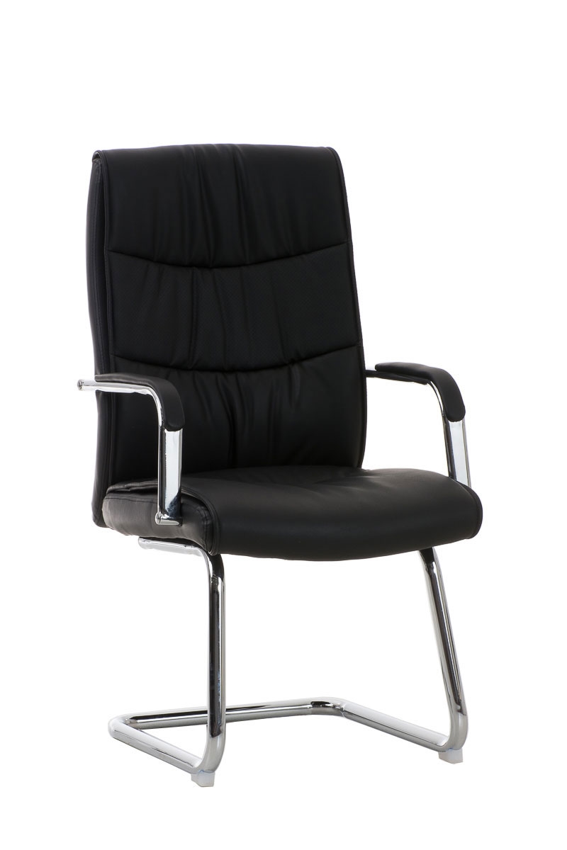 DELUKE® Besucherstuhl KARO - 105x49x60cm, Schwarz | Kunstleder | Metall in Chromoptik Gestell | Konferenzstuhl Wartezimmerstuhl Image