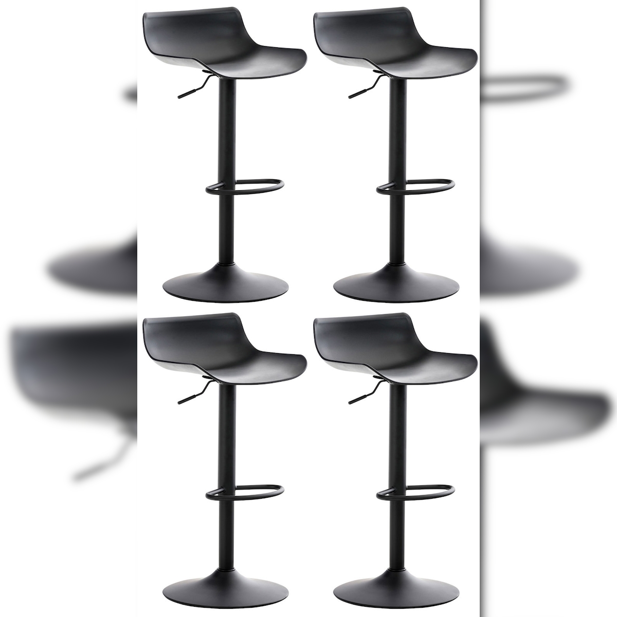 DELUKE® Barhocker 4er Set höhenverstellbar Schwarz JUTO Kunststoff, 68,5-94x43x44 Barhocker mit Lehne Tresenhocker Barstuhl Küchenhocker Thekenhocker Image