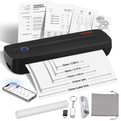 Portable Printer Bluetooth Inkless Mobile Printer for A4, Compatible with iOS, Android & Laptop, Ideal for Office & Home Use