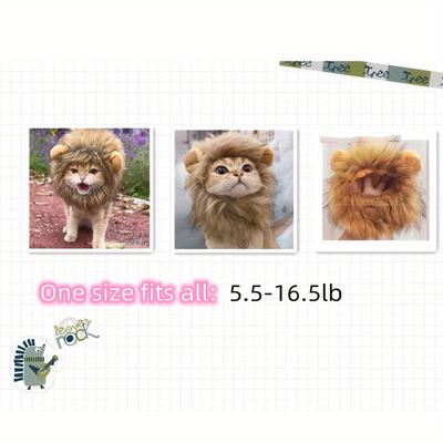 TEMU Lion Mane Cat Costume - Cute And Headgear, Polyester Hair Accessory For Cats And Small Dogs, Photography Props