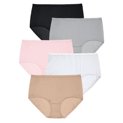 Plus Size Women's Full Coverage Nylon Brief 5-Pack by Comfort Choice in Basic Pack (Size 13) Underwear