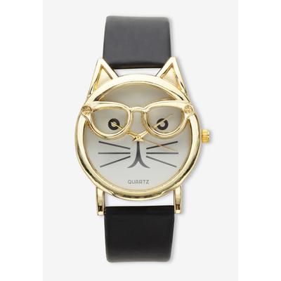 Women's Cat Watch Gold Tone With Adjustable Black Strap 8