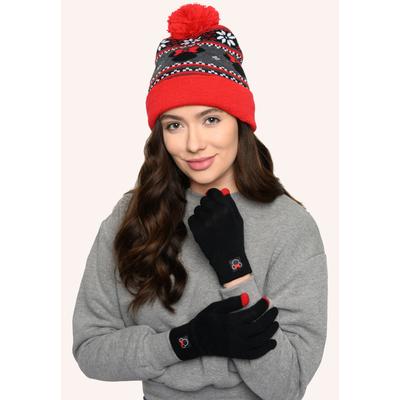 Women's Disney Adult Minnie Mouse Knit Beanie Hat & Texting Gloves Red Gray 2-Pc Set by Disney in Red