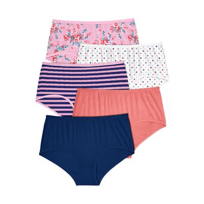 Plus Size Women's Comfort ChoiceÂ® Full Coverage Stretch Cotton Brief 5-Pack by Comfort Choice in Bouquet Pack (Size 11) Underwear