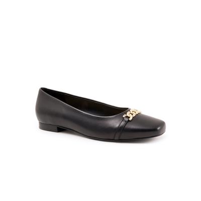 Wide Width Women's Harmony Dressy Flat by Trotters in Black (Size 9 1/2 W)
