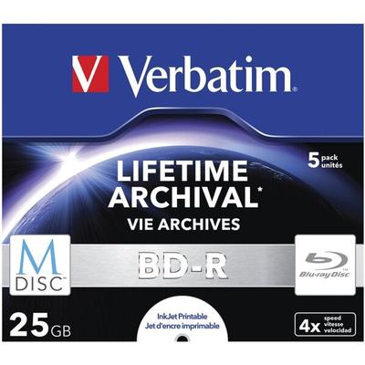 Verbatim 5er-Pack MDISC Blu-ray Rohlinge BD-R 25 GB bedruckbar weiß Image