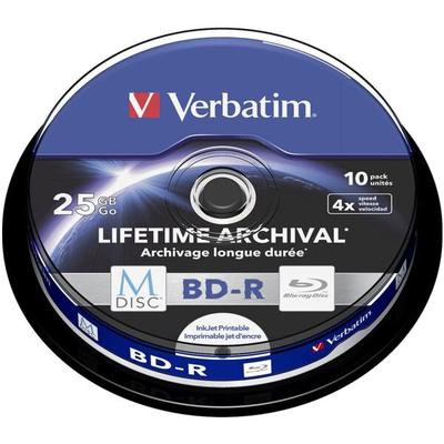 10er-Pack MDISC Blu-ray Rohlinge BD-R 25 GB bedruckbar weiß, Verbatim