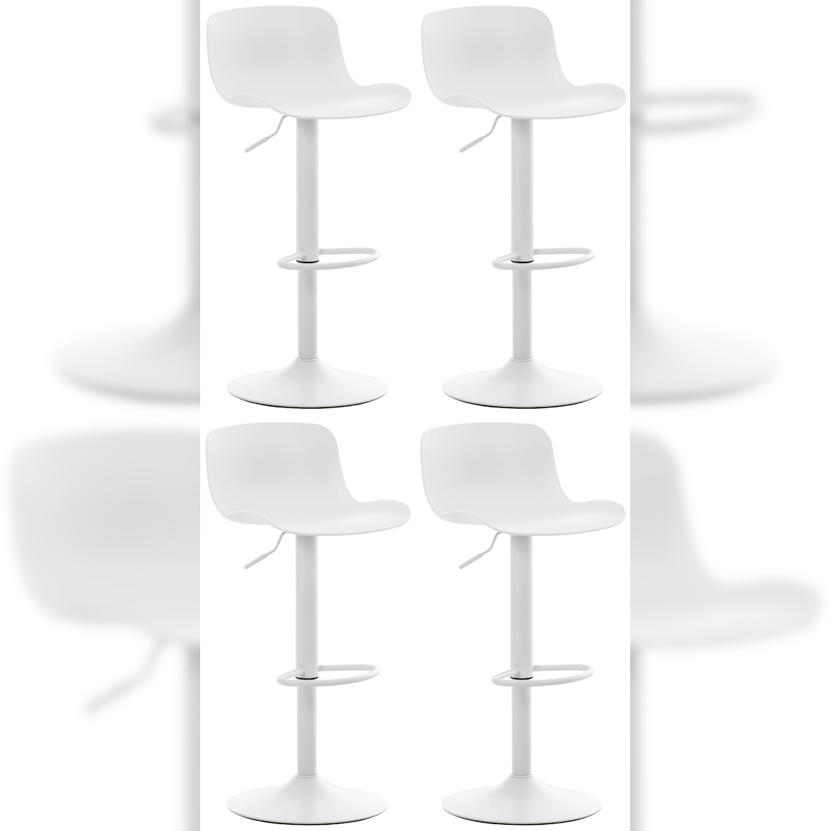 DELUKE® Barhocker 4er Set höhenverstellbar Weiß KUSI - Kunststoff, 81-102x44x45 | Barhocker mit Lehne Tresenhocker Barstuhl Küchenhocker Thekenhocker Image