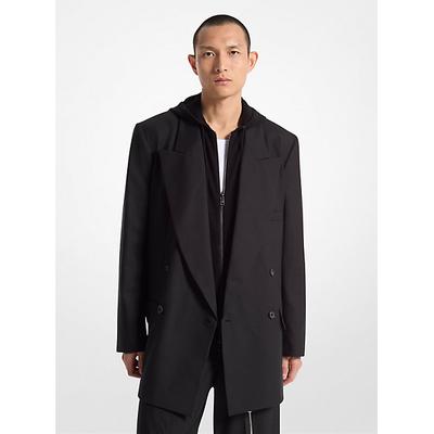 Michael Kors Stretch Wool Flannel Double-Breasted Blazer Black 44R