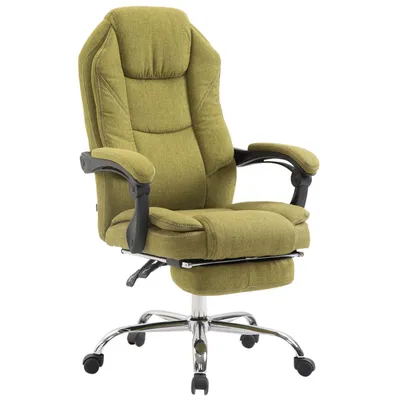 DELUKE® Bürostuhl MEDHA Stoff - 114x67x64, Grün | Stoff | Metall in Chromoptik Gestell | ergonomische Bürostühle Homeoffice Stuhl mit Rollen Image