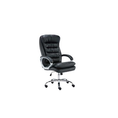 DELUKE® Bürostuhl SOUK - 116x68x77, Schwarz | Kunstleder | Metall in Chromoptik Gestell | ergonomische Bürostühle Homeoffice Stuhl mit Rollen Image