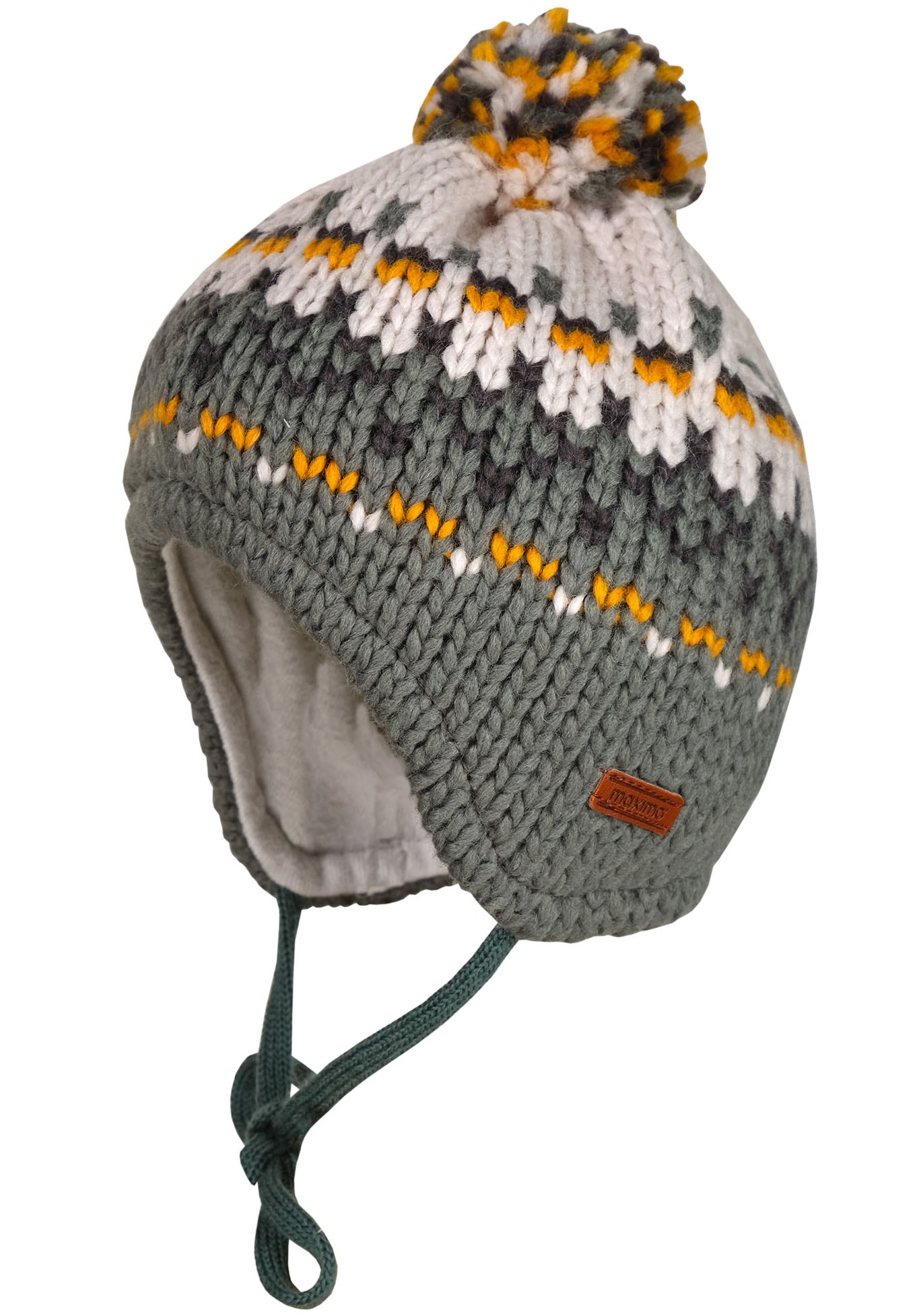 Strickmütze MAXIMO, Baby, Gr. 43, grün (dunkelgrün), Obermaterial: 51% Wolle, 47% Polyacryl, 2% Elasthan. Futter: 100% Baumwolle, Casual, Mützen, im Grobstrick-Jacuard mit Pompon und Futter Image