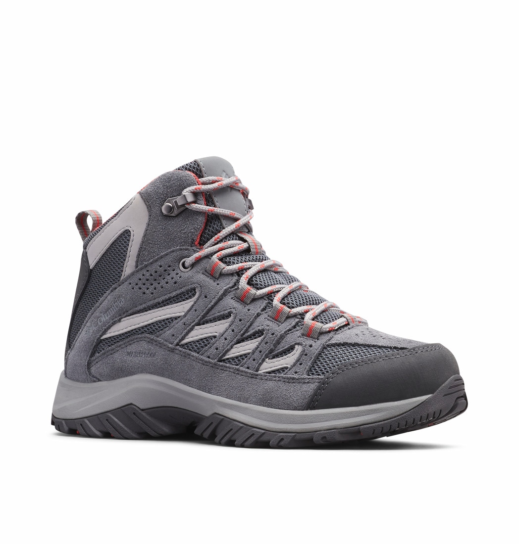 Outdoorschuh COLUMBIA "CRESTWOOD™ MID WATERPROOF", Damen, Gr. 37, grau (graphite, darotevil), Leder, Textil, Schuhe Outdoorschuh, Wasserdicht