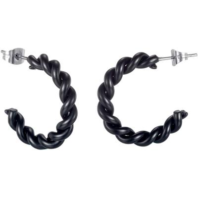 Paar Creolen FIRETTI "Schmuck Geschenk Edelstahl Ohrschmuck Ohrringe Twist Color", grau (schwarz, edelstahlfarben), Ohrringe, Damen, Edelstahl Image
