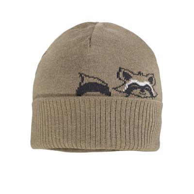 Strickmütze MAXIMO, Baby, Gr. 49, braun, Feinstrick, Baumwolle, gemustert, casual, Mützen, mit Umschlag im Waschbär-Design Image
