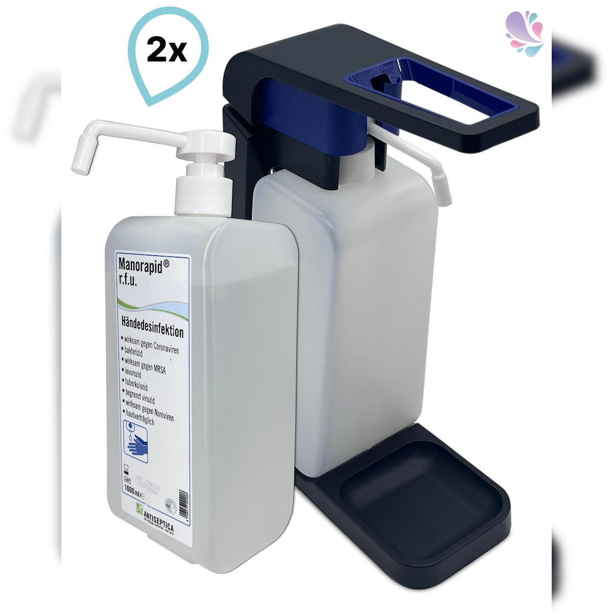 SET: Blanc Hygienic Hebelspender 1.000ml + 2x 1 Liter Haut- und Händedesinfektion mit vormontierter Pumpe Image