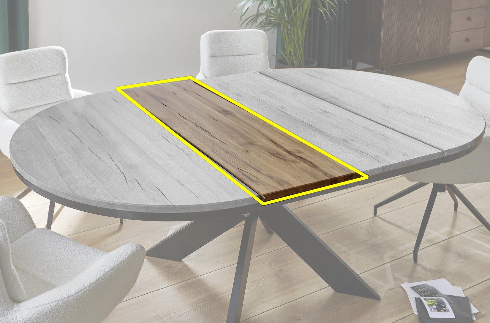 Einlegeplatte Nottingham Eiche massiv Rustikale Eiche geölte Optik 1x 40x120 cm für 120er Esstisch