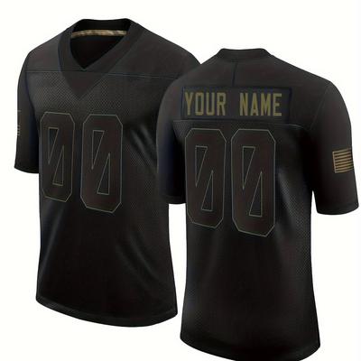 TEMU Men's Customized Name & Number Embroidery Football Jersey, Breathable Short Sleeve Football Shirt For Training & Competition