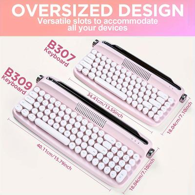 TEMU Yunzii B309 Upgraded Wireless , Typewriter , Usb-c/bt Round Keycaps And Volume For - For Win/ /ios/