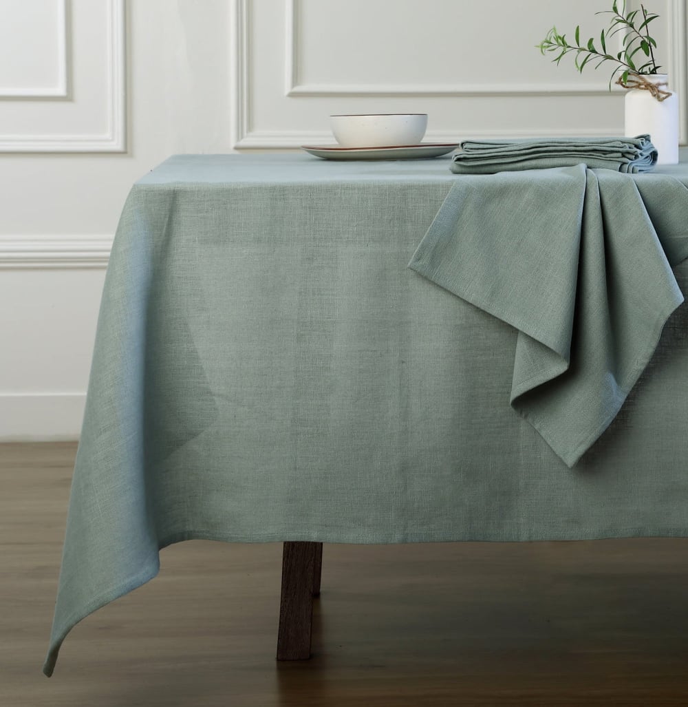 Tovaglia lino verde celadon 150x250 cm