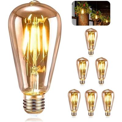 E27 Vintage-Glühbirnen, 6 LED-Edison-Glühbirnen, E27 ST64, dekorative Lichter, Image