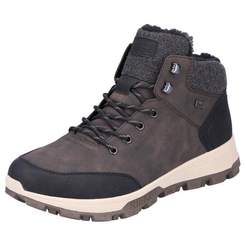 Winterboots RIEKER Gr. 47, braun (braun, kombiniert) Herren Schuhe mit komfortabler SoftFoam-Innensohle, Freizeitschuh, Schnürschuh