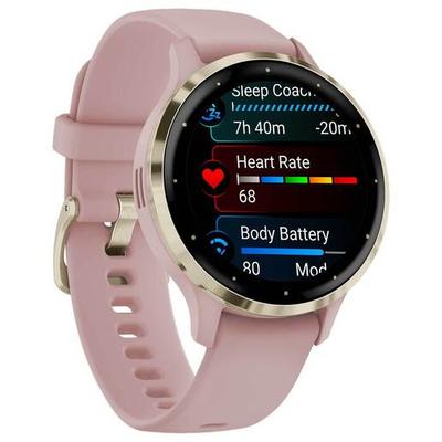 Garmin Venu 3S GPS Smartwatch - Soft Gold Stainless Steel Bezel with Ivory 41mm