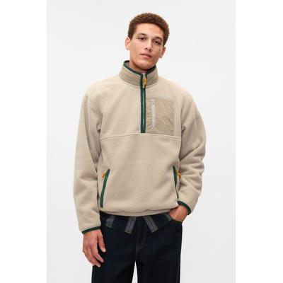 Gap Mens Beige Sherpa Quarter-Zip Pullover Fleece - Beige