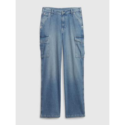 Gap Light Indigo Blue 90s Mid Rise Loose Cargo Jeans