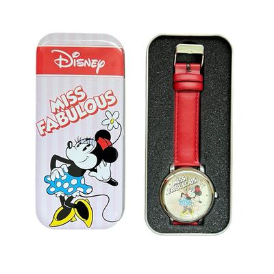 Disney Accessories | Disney 2008 Minnie Mouse Miss Fabulous Wrist Watch Leather Strap 3222561 New | Color: Red/Silver | Size: Os