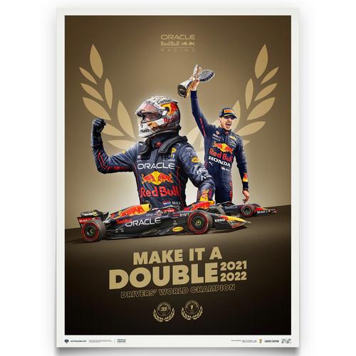 Oracle Red Bull Racing Max Verstappen 2022 World Champion – Make It A Double – Poster in limitierter Auflage