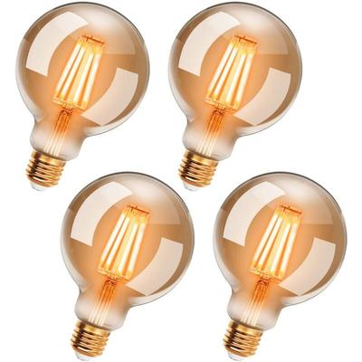 Memkey - Set mit 4 Vintage-LED-Edison-Glühbirnen G95 E27, 6 w, Warmweiß 2200 k, Retro-Glühbirne, Image
