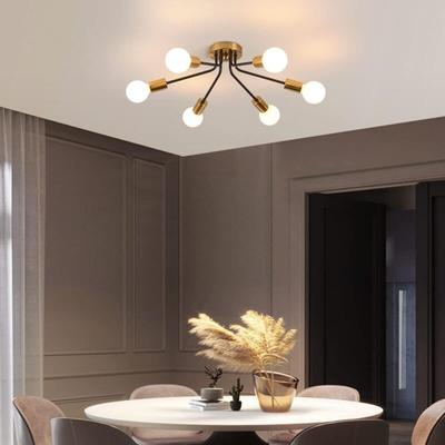 Ganeed 6-Light Semi Flush Mount Deckenleuchte, Gold Sputnik Kronleuchter Deckenbeleuchtung, Image