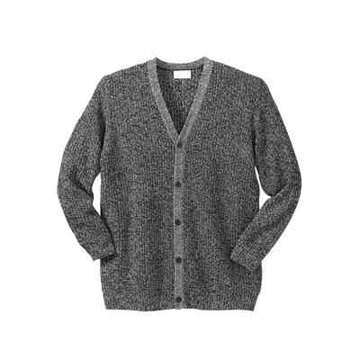 Men's Big & Tall Shaker Knit V-Neck Cardigan Sweater by KingSize in Black Marl (Size XL)