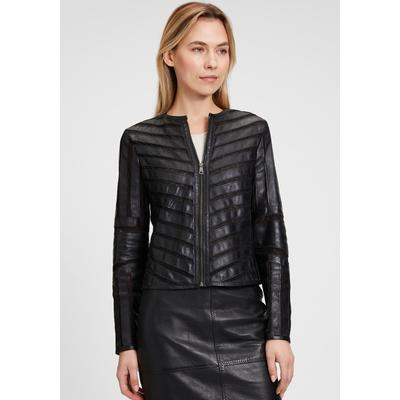 Lederjacke MAURITIUS "MWSuri LELEV", Damen, Gr. L, schwarz, Obermaterial: 100% Schafsleder. Futter: 92% Polyester, 8% Elasthan, unifarben, modisch, regular fit kurz, Rundhals, Langarm eingesetzt abgesteppt, Jacken, gepatchtes Leder,... Image